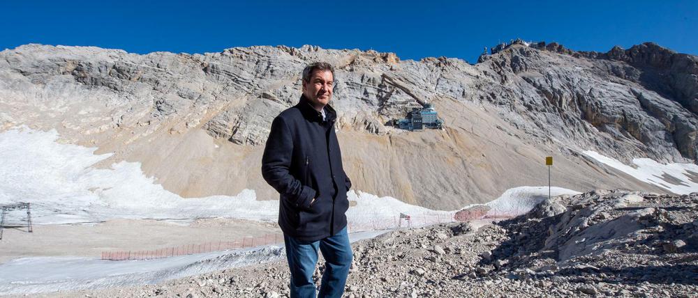 Markus Söder auf der Zugspitze, auf die er am Donnerstag mit seinen Kollegen fuhr.