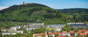 Suhl Thüringer Wald, Blick von der Ottilienkapelle in die Stadt.