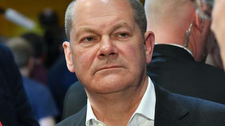 Olaf Scholz nach der Bekanntgabe des Ergebnisses des Mitgliedervotums zum Parteivorsitz der SPD im Willy-Brandt-Haus.