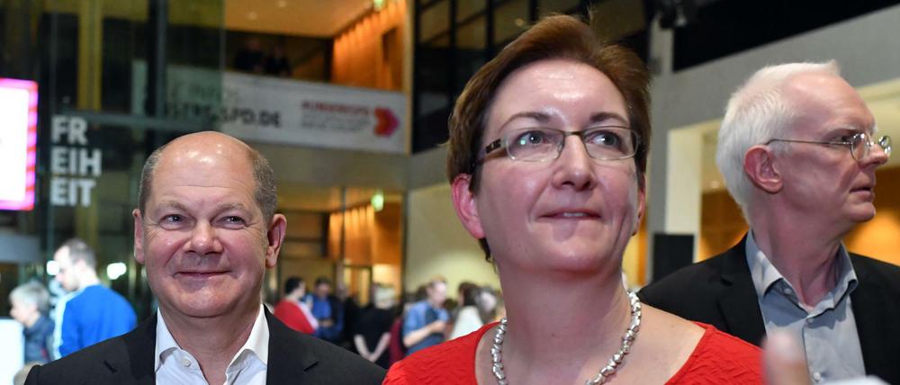 Knapp vorn. Das Kandidatenpaar Olaf Scholz und Klara Geywitz.