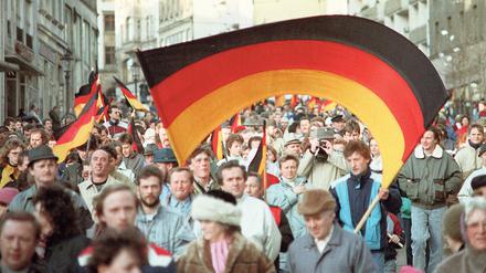 Das Foto zeigt eine Demonstration am 27. Januar 1990 in Plauen.