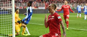 Jubelt Unions Sebastian Polter auch am Freitagabend wieder über einen Sieg gegen Hertha?