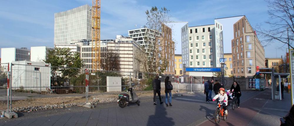 Baugebiet Europa-City in Berlin-Mitte. Entlang der Heidestraße in Mitte nördlich vom Berliner Hauptbahnhof sind Tausende Wohnungen entstanden. Die Europa-City ist mit rund vierzig Hektar Berlins größte innerstädtische Entwicklungsfläche - sie grenzt an ein Quartier mit großen sozialen Problemen. Das Foto stammt von 2017.