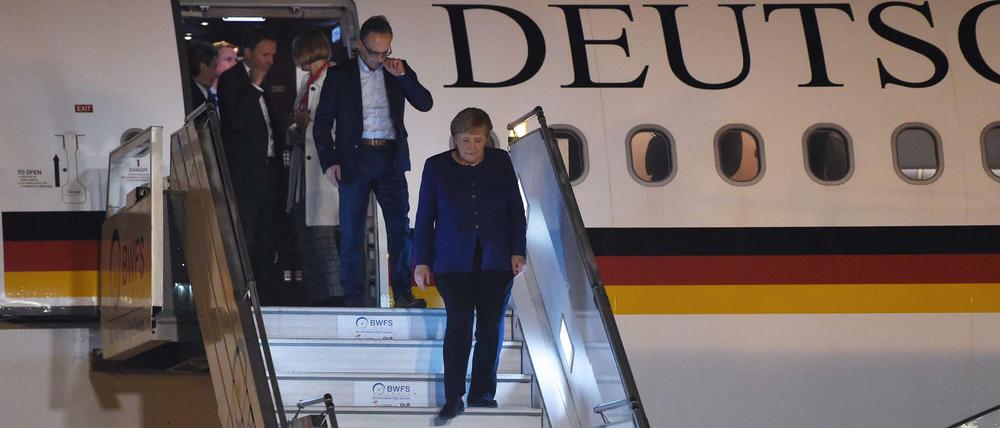 Im Jet zu den Großen der Welt. Kanzlerin Merkel am vergangenen Donnerstag bei der Ankunft in Neu Delhi zu ihrem offiziellen Besuch in Indien.