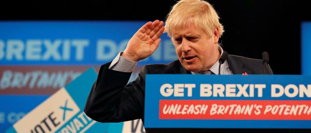 Boris Johnson spricht am Mittwoch bei einer Wahlkampfveranstaltung.