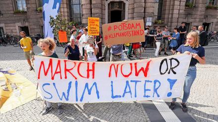 Klimaschützer, hier bei einer Demonstration in Potsdam, fordern schon seit längerem den nationalen Klimanotstand. 