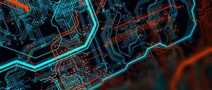 Ein abstrakter technologischer Hintergrund aus verschiedenen Verbindungselementen.