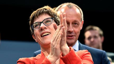 CDU-Chefin Annegret Kramp-Karrenbauer und Friedrich Merz bei einer Veranstaltung der CDU. 