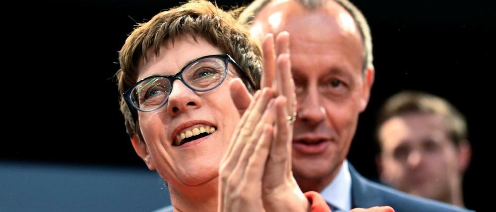 CDU-Chefin Annegret Kramp-Karrenbauer und Friedrich Merz bei einer Veranstaltung der CDU. 