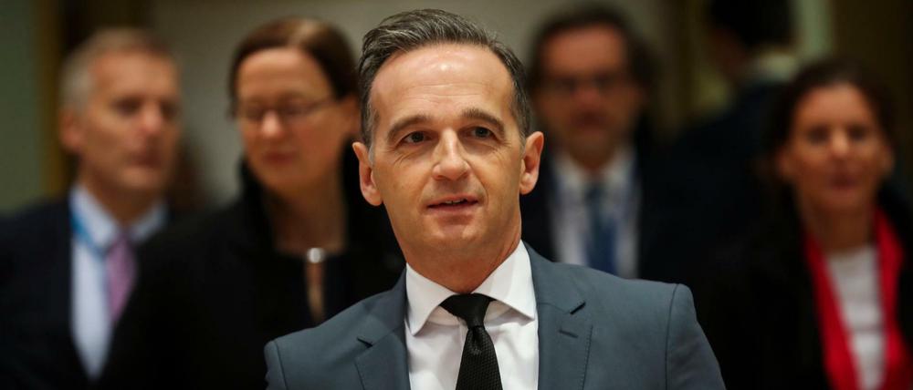 Heiko Maas trifft im Europa-Gebäude zu einem Treffen der europäischen Außenminister ein. 