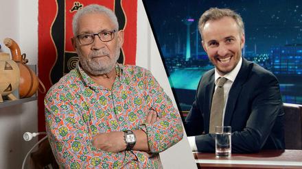 Herero-Aktivist Israel Kaunatjike und Jan Böhmermann.