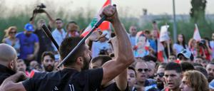 Demonstranten auf dem Weg zum Präsidentenpalast.