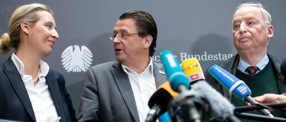 Die AfD-Politiker Alice Weidel, Stephan Brandner und Alexander Gauland 