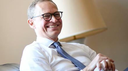 Michael Müller (SPD), Berlins Regierender Bürgermeister gibt der dpa ein Interview zu Tesla.