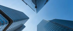 Ein Blcika uf Bankentürme in Frankfurt am Main