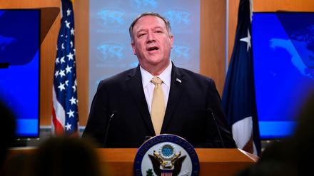 US-Außenminister Mike Pompeo bei einer Pressekonferenz am Montag