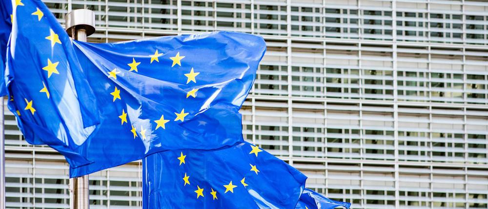 Europaflaggen vor dem Sitz der Europäischen Kommission