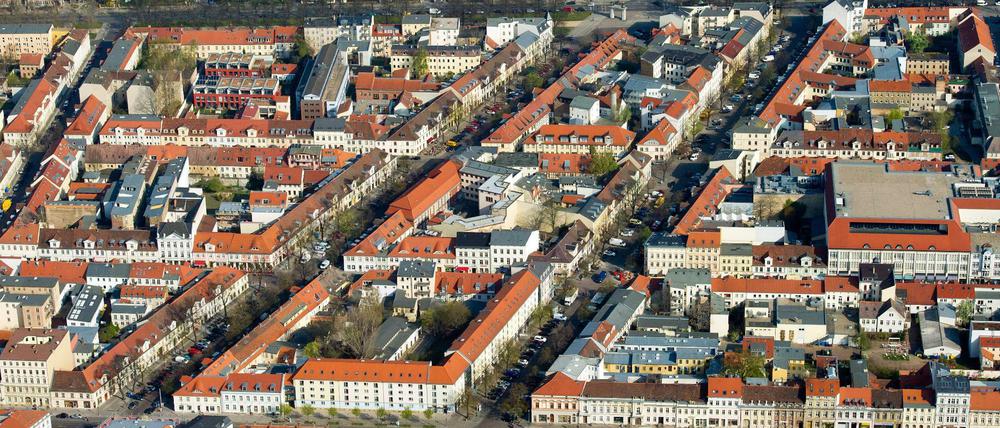 Das Luftbild der brandenburgischen Landeshauptstadt Potsdam.