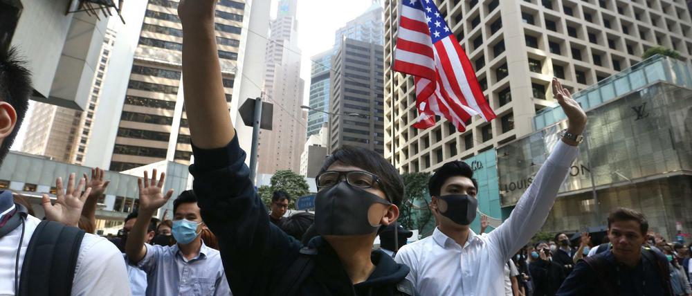 Demonstranten der Demokratiebewegung in Hongkong.