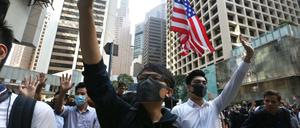 Demonstranten der Demokratiebewegung in Hongkong. 