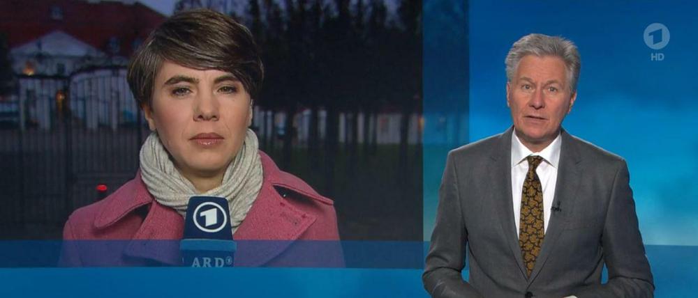 Die Tagesschau-Schalte nach Meseberg hielt nicht lange.