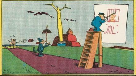 Dreiecksverhältnis: Eine Doppelseite aus dem Krazy-Kat-Sammelband.