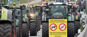 Die Bauern auf dem Weg zu ihrer Protestaktion. 