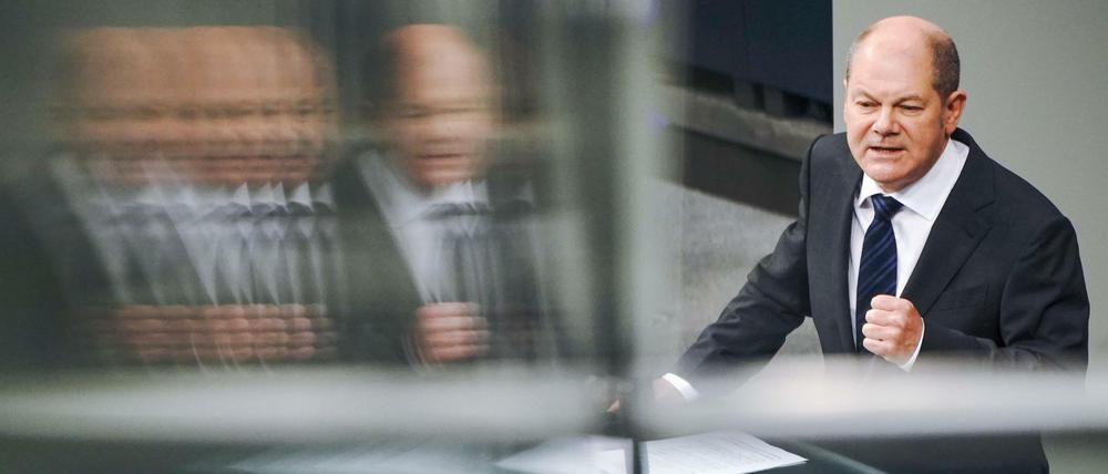 Olaf Scholz, Bundesfinanzminister, am Dienstag im Bundestag.