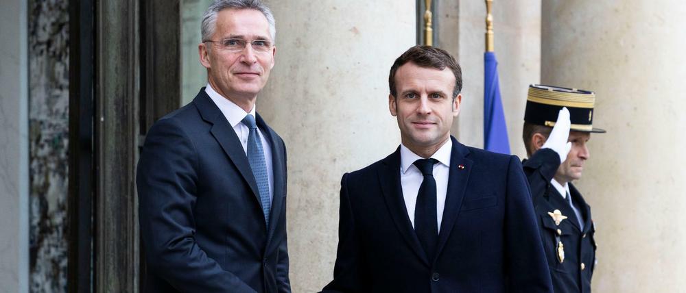 Frankreichs Staatschef Macron (rechts) und Nato-Generalsekretär Stoltenberg am Donnerstag in Paris.