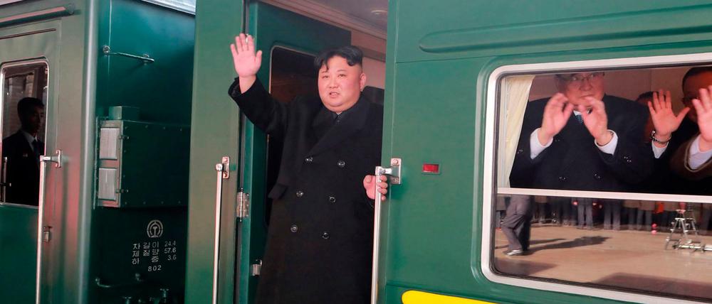 Machthaber Kim Jong Un im Februar auf dem Weg zu seinem zweiten Gipfeltreffen mit US-Präsident Trump.