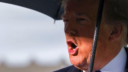 US-Präsident Donald Trump am Montag vor seiner Abreise nach Großbritannien. 