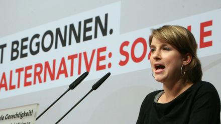 Die ehemalige Juso-Vorsitzende Franziska Drohsel bei einer Rede im Oktober 2008. 