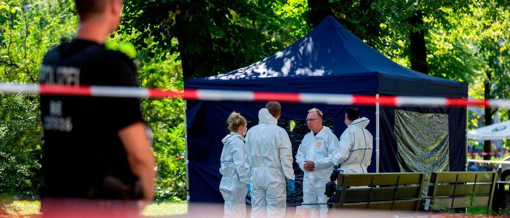 Der Tatort in Berlin-Moabit nach dem Mord an dem Georgier Zelimkhan Khangoschwili.