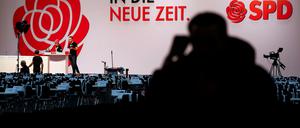 Letzte Vorbereitungen für den SPD-Parteitag 2019.