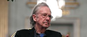 Peter Handke am Freitag, den 6. Dezember 2019, bei der Pressekonferenz der Schwedischen Akademie in Stockholm.