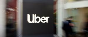 Das Uber-Logo im Hauptquartier in San Francisco