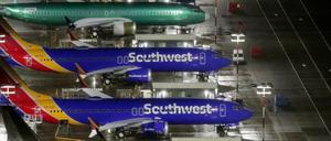 Flugzeuge vom Typ Boeing 737 Max parken auf auf einem Flugplatz des Konzerns Seattle.