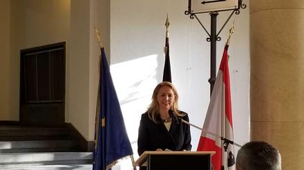 Polizeipräsidentin Barbara Slowik bei der Vorstellung der neuen Kampagne im Polizeipräsidium.