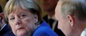 Bundeskanzlerin Angela Merkel und der russische Präsident Wladimir Putin. 
