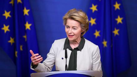 Ursula von der Leyen, Präsidentin der Europäischen Kommission, spricht bei einer Pressekonferenz über den «Green Deal». 