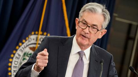 Jerome Powell, Chef der US-Notenbank (Fed), am Mittwoch bei seiner Pressekonferenz.