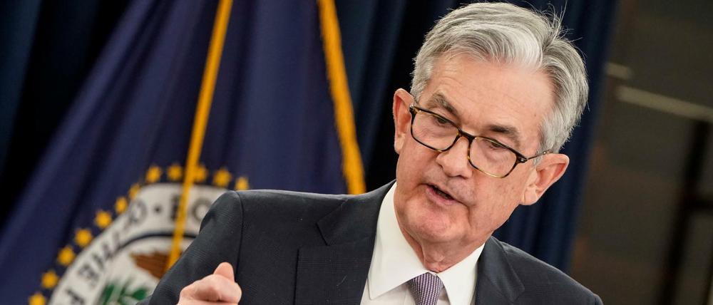 Jerome Powell, Chef der US-Notenbank (Fed), am Mittwoch bei seiner Pressekonferenz.