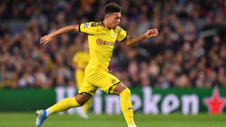 Borussia Dortmund (hier Jadon Sancho) spielt gegen PSG. 