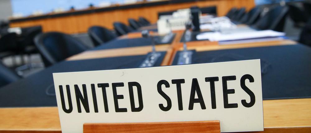 Der Platz der USA bei der Welthandelsorganisation in Genf.