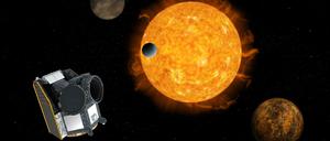 Künstlerischer Eindruck des Cheops-Satelliten.