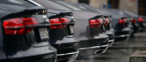 Dienstfahrzeuge von Politikern stehen im Regierungsviertel in einer Reihe (Symbolbild).