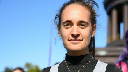Die Aktivistin Carola Rackete bei einer Blockade der Klimabewegung "Extinction Rebellion" in Berlin.