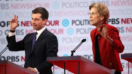 Wer soll`s bezahlen? Elizabeth Warren und Pete Buttigieg geraten beim Thema Wahlkampffinanzierung aneinander. 