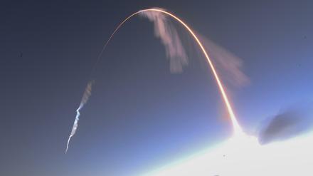 Die Raumkapsel „Starliner“ bei ihrem Start von Cape Canaveral in Florida.