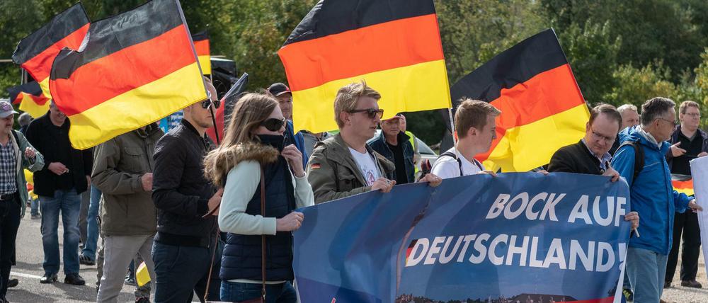 Eine Demonstration der AfD-Jugendorganisation Junge Alternative in Ellwangen in Baden-Württemberg.
